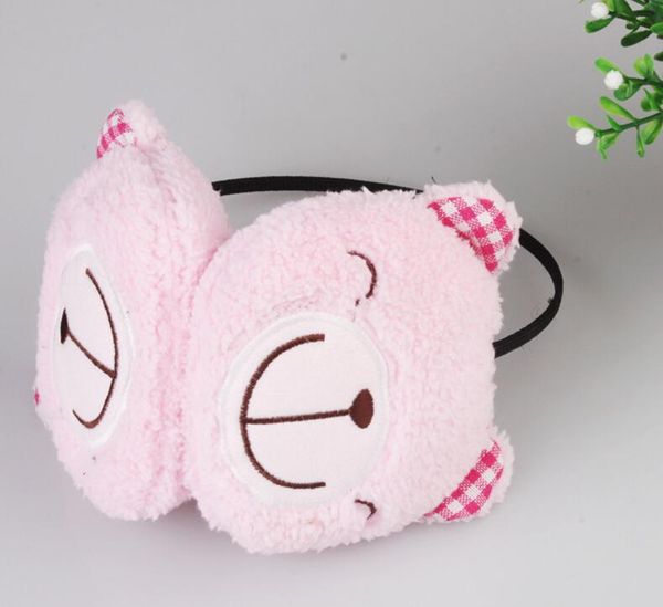 

wholesale-cartoon winter 2015 women earmuffs ear muff polar fleece fur girls warmer headbands plush new bear plaid, Blue;gray