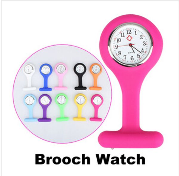 

christmas gift nurse medical watch silicone clip pocket watches fashion nurse brooch fob tunic cover doctor silicon quartz watches, Slivery;golden