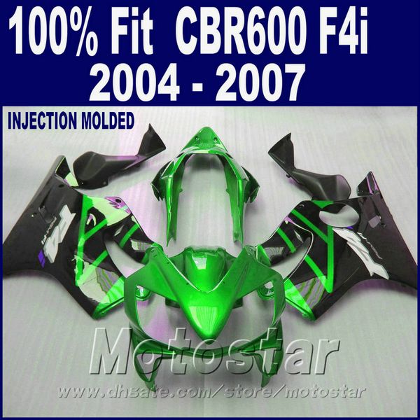 100% Injecção para as carenagens HONDA CBR 600 F4i 2004 2005 2006 2007 ABS cbr600 f4i 04 05 06 07 green bodykit LDSG