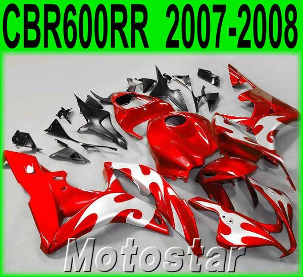 Bodykits populares de moldagem por injeção para HONDA CBR600RR 07 08 carenagem CBR 600RR F5 2007 2008 vermelho preto kit de carenagem de plástico prata KQ90