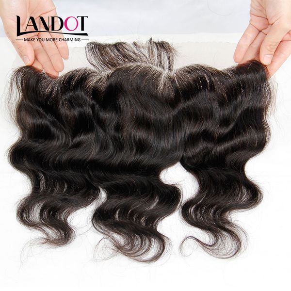 Grau 8A Cambodian Lace Frontal Fechamento Onda Do Corpo Ondulado Tamanho 13x4 Cheia Do Laço Frontal 100% Não Transformados Virgin Cabelo Humano Closures Natural Preto