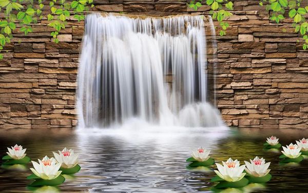 

обои для стен катиться лотос waterfall 3d телевизора фон классической картины обои