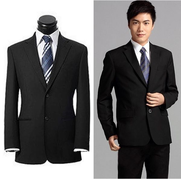 Moda nova terno preto lapela dois botões de vestido de noite tailless masculino e vestido de noiva dos homens (jaqueta + calça + gravata)
