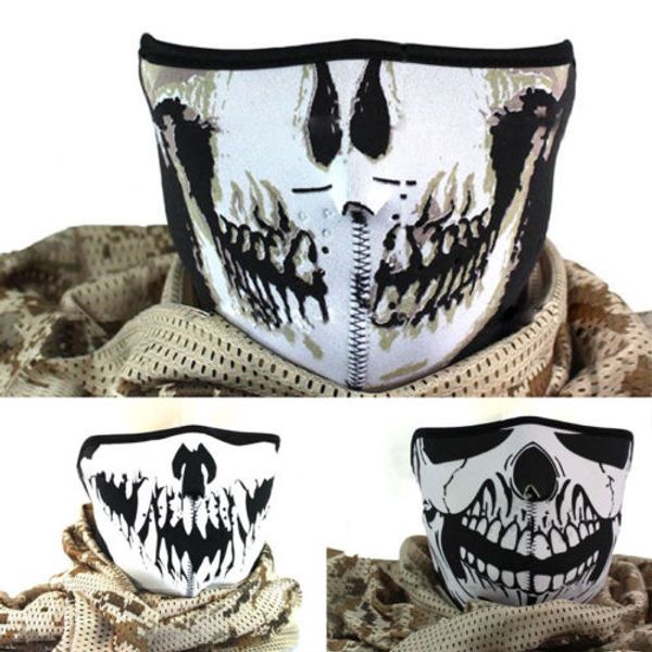 CS Ski Sport Skull Face Bandana Neoprene Bike Sciarpe da moto Inquinamento Polvere Maschera per feste di Halloween Teschio Mezza maschera