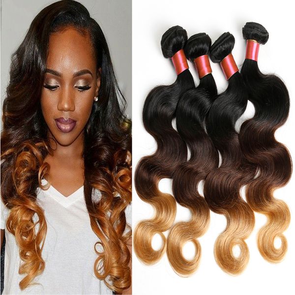 4bundles 1b 4 27 Brazillian Hair Body Wave Blonde Human Hair Weave