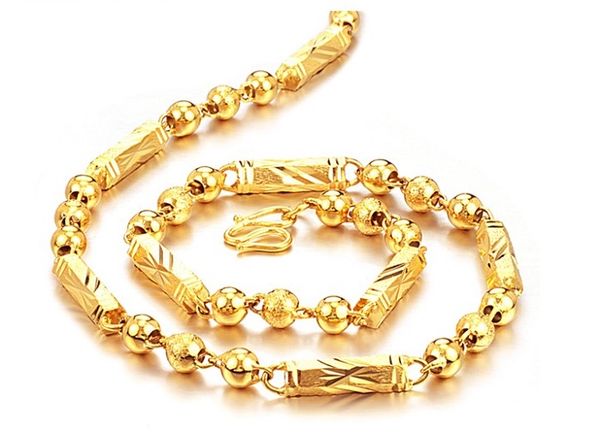 Großhandel! NEUE Sonne Schwere 45g Klassische Männer Frauen Schmuck 18K Solid Gold Carving Halskette Kette 50cm Kostenloser Versand