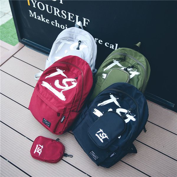 

tst students backpack boys & girls' school bag teenagers travel backpacks women's outdoor sports bags with small bag oxford cloth