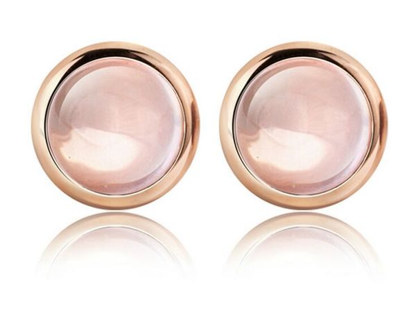 

Натуральный Розовый Розовый Кварц Кристалл КВАРЦ конфеты круглые серьги женские