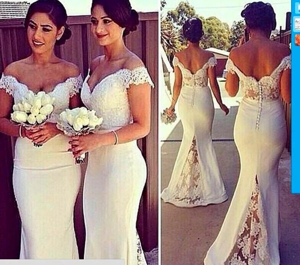 

mermaid bridesmaid dress v neck off shoulder back button lace bridesmaid dress floor length long bridesmaid dresses, White;pink