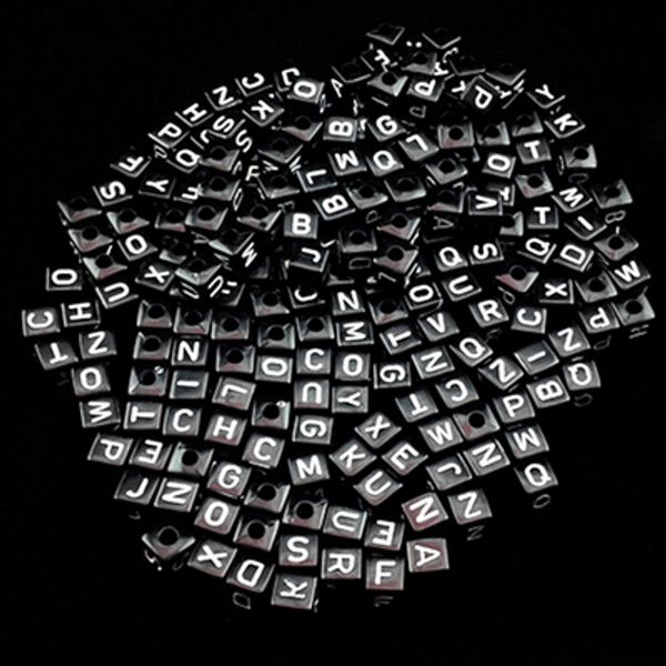

500 pcs black & white alphabet mixed letters cube beads 10x10 mm good for baby diy craft
