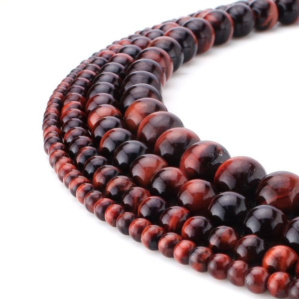 Natural de Rosa Cuarzo Rosa Ojo de Tigre Piedra Pulsera De Piedras Preciosas Con Cuentas Reiki Chakras