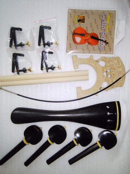 

quality cello parts ebony parts 4/4 sfc20 tail piece+pegs+bridge