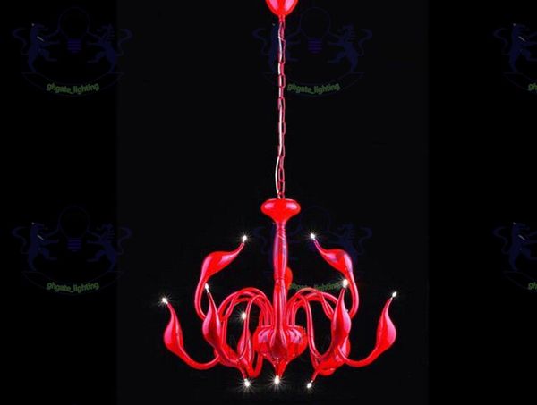 

12 lights swan chandelier modern wrought iron pendant lights white/black/chrome/red 110v-240v living room lighting fixture decoration