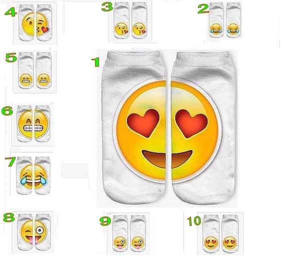 

2016 3d fashion printing women men socks emoji pattern meias feminina funny low ankle socks 100pcs=50pairs, Black