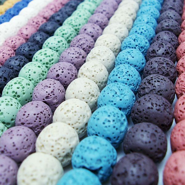 

10mm round volcano lava rock beads 14 colors mixed natural stone beads for diy jewelry wholesale support fba drop shipping d213s, Black
