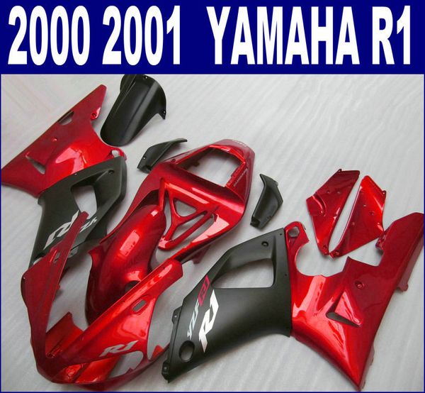 Carrocería de carenados de precio más bajo para YAMAHA 2000 2001 YZF R1 kit de carenado ABS rojo negro mate YZF1000 00 01 BR14