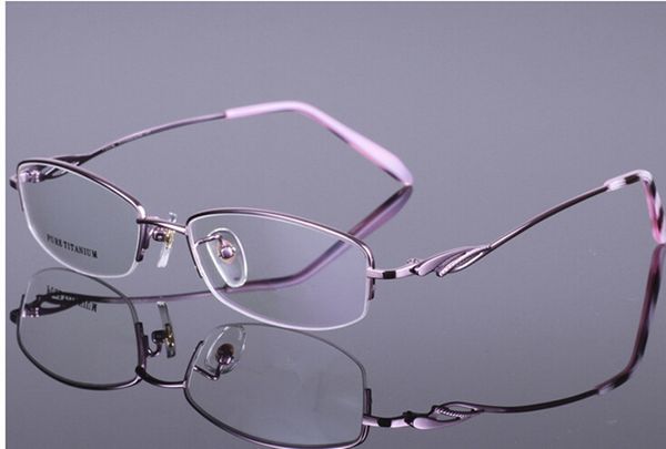 Moda elegante óculos femininos 100% Puro Titanium half-rim estilo oval frame ótico cinco cores ultra light óculos 8276