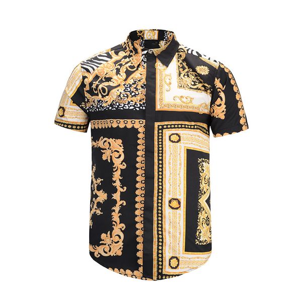 

Wholesale- Men Vintage Harajuku Medusa Shirt Hipster Gold Stripe Spring Autumn 3D Printing British Sweater Shirt Teens Short Sleeve TopM-3XL