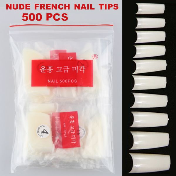 

wholesale-y&s new half nail tips 500pcs per bag of 10 sizes straight tube shape french acrylic false nails tips diy tools, Red;gold