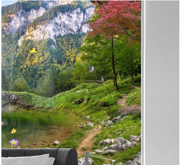 

wallpaper modern 3d naked eye 3d alpine forest lake wallpaper for painting