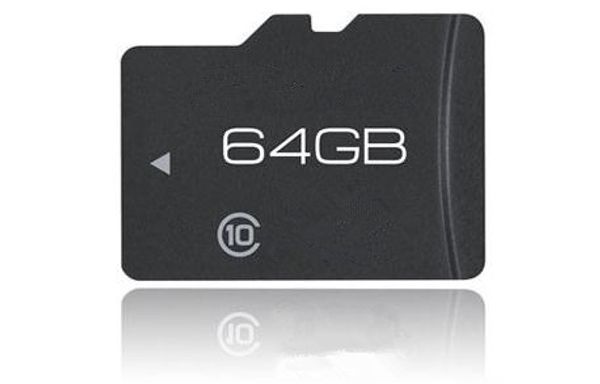Scheda di memoria da 64 GB Classe 10 TransFlash TF non di marca con adattatore + confezione per la vendita al dettaglio per telefoni, fotocamere, tablet PC