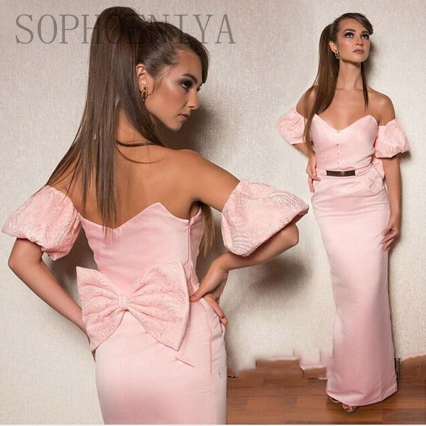 

2016 pincess pink sheath prom dresses sweetheart with bow gold belt arabic dubai women dress vestidos de festa party pagaent gowns, Black