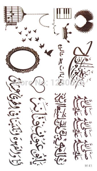 Acheter 12 Modèles Pour Choisir Imperméable à Leau Temporaire Brun Arabe Tatouage Tatuagem Autocollant Femmes Corps Art De 111 Du Hopewellzhang