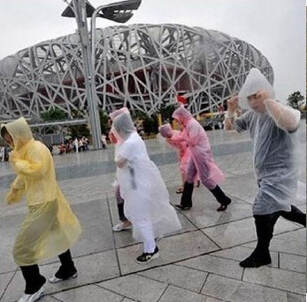 

100pc lot di po able pe raincoat poncho rainwear travel rain coat rain wear gift mixed color