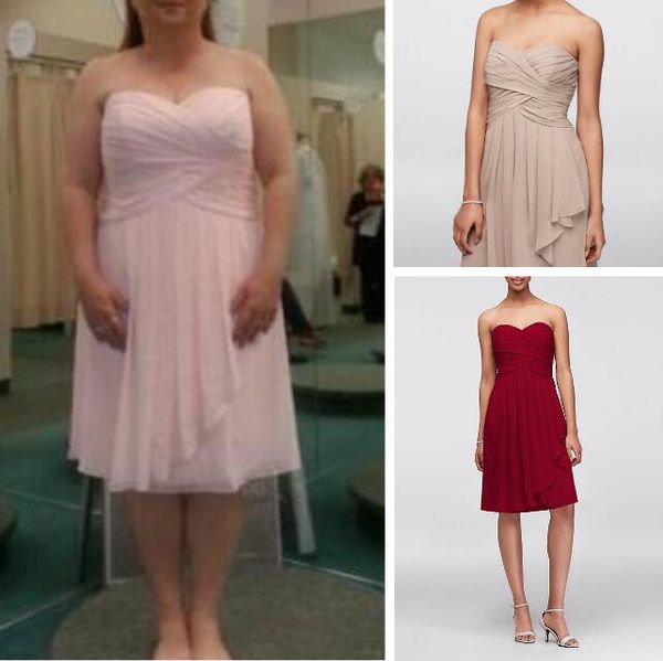 Maßgeschneiderte Brautjungfernkleider aus Chiffon mit herzförmigem Herzausschnitt, kurzes Crinkle-Chiffonkleid mit kaskadenförmiger Vorderseite, beliebtes Rüschenkleid für Hochzeitsgäste