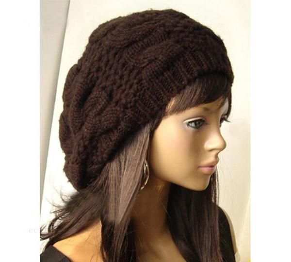 

wholesale-slaes women lady beret braided baggy beanie crochet hat ski cap fashion, Blue;gray