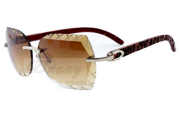 Modische Gravurlinse, hochwertige Sonnenbrille 8300593, natürliche Birke, handgeschnitzte Tigermuster-Sonnenbrille mit Spiegelbeinen, Größe: 60-18-135 mm