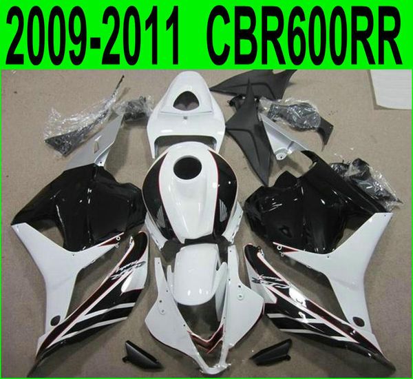 7 regali + carenature per motociclette per modanatura a iniezione Honda CBR600RR 09-11 kit di carenatura bianca Black Freeship CBR 600 RR 2009 2010 2011 YR54