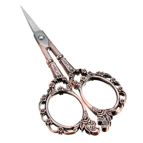 

wholesale-1pc vintage style scissors flower pattern antique silver tone sewing artwork embroidery stationery diy craft scissors