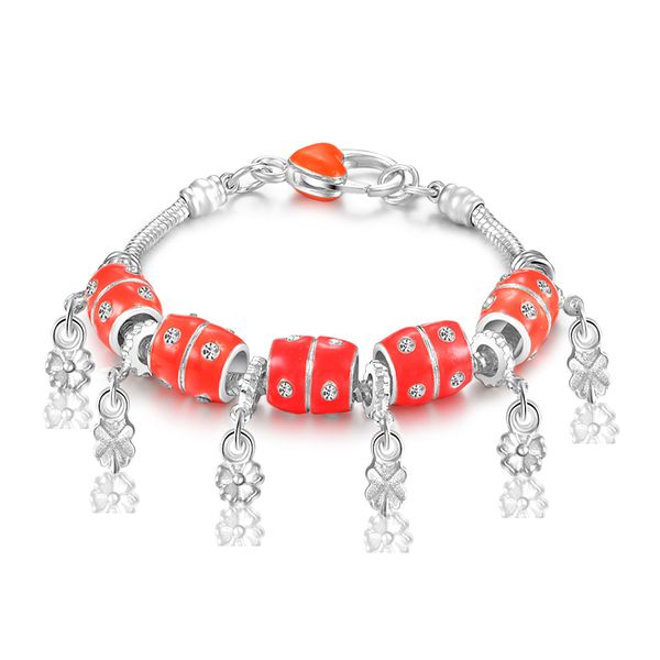 

with tracking number sale 925 silver bracelet red love panla bracelet silver jewelry 10pcs/lot 1520, Black