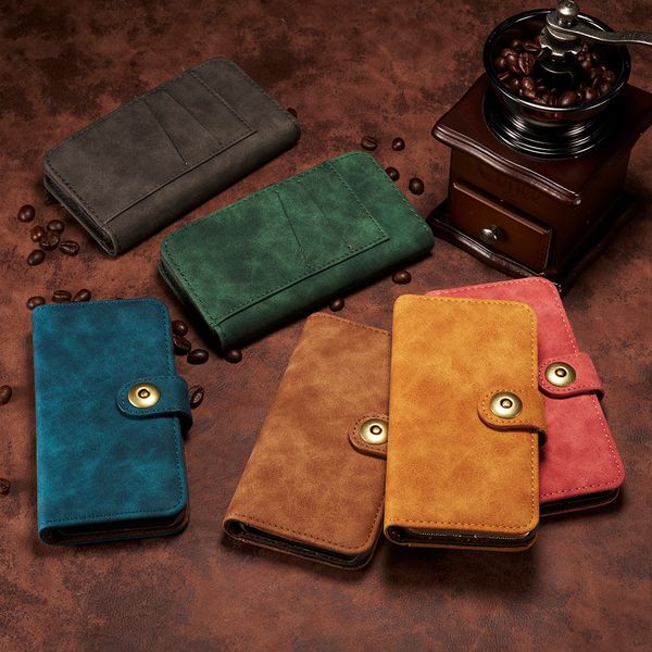

leather flip cover case for iphone x 8 7 plus samsung s9 s8 plue note 8 card pocket magnetic removable protective wallet case