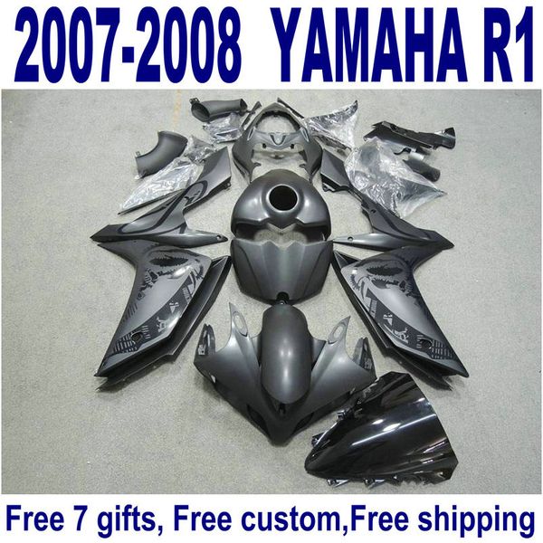 7 regali carene in plastica per YAMAHA YZF R1 2007 2008 kit carena in plastica YZF-R1 07 08 set moto nero opaco YQ42