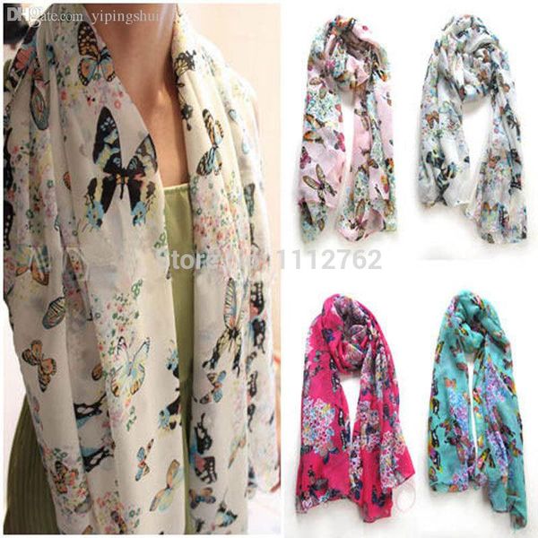 

wholesale-2015 butterfly warm soft voile scarf wrap shawl stole chiffon neck wrap women fpvpd, Blue;gray