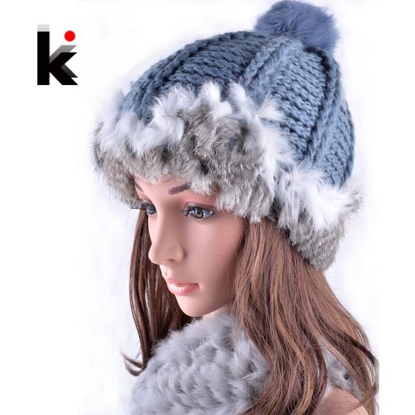 

wholesale-2015 winter girls rex rabbit fur beanie hat with ears knitting patterns touca hats for women beanies cap female, Blue;gray