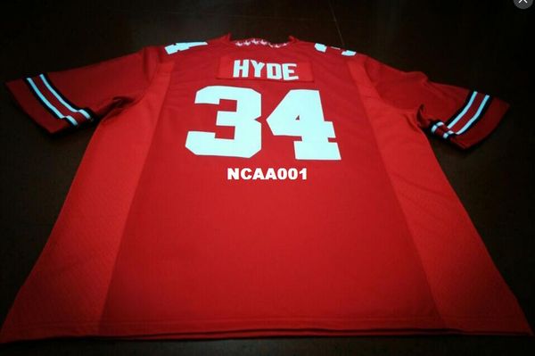 

men #34 carlos hyde ohio state buckeyes college college white red black personalized s-4xlor custom any name or number jersey, Black;red