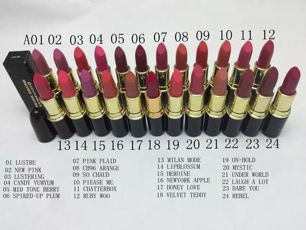 

epacket Free shipping Christmas promotion Newest makeup lustre rouge lipstick 3g 24colors