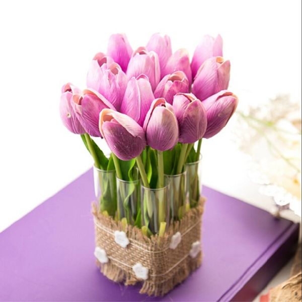 Frete grátis 30 cm venda Quente exibir flor toque real não-poluentes PU Tulipas Flores Artificiais Simulação de Casamento ou Casa Decorativa flor