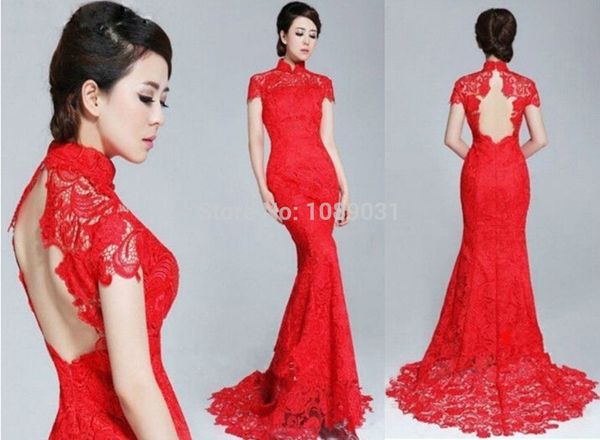 

2014 new chinese style fashion and classical mermaid lace evening dresses formal dress, Black;red