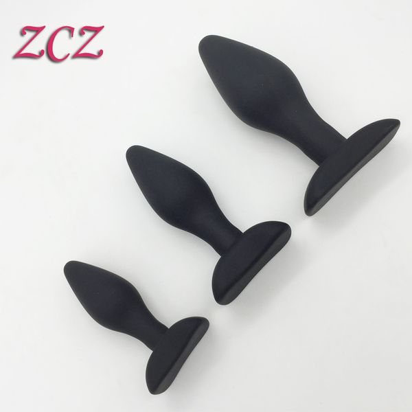 100% foto reale 3 pz / lotto prodotto del sesso giocattolo erotico del sesso piccolo / medio / grande taglia unisex silicone nero plug anale per coppia SX190c