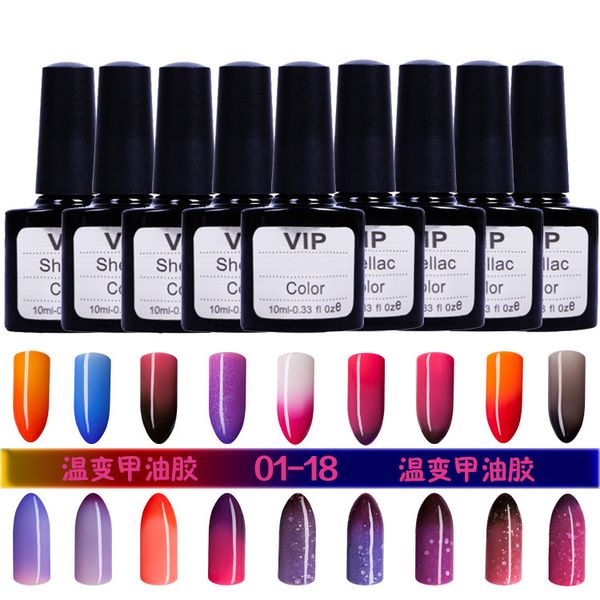 

wholesale-36 colors choices uv&led soak off nail gel polish temperature change colors 10ml nails gel lacquer#ht-tc36, Red;pink