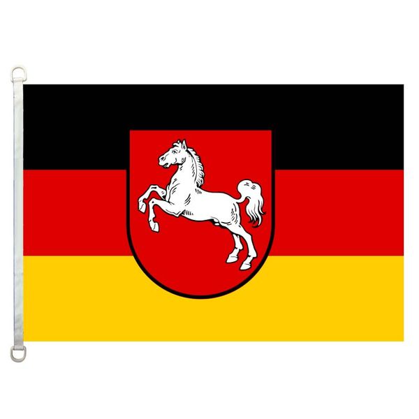 

good flag lower_saxony flags banner 3x5ft-90x150cm 100% polyester country flags, 110gsm warp knitted fabric outdoor flag