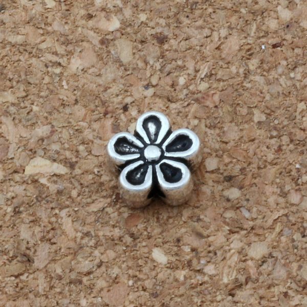 

mic 300pcs antique silver alloy flower spacer beads 0.8mm hole fit beaded bracelet diy jewelry d40, Bronze;silver