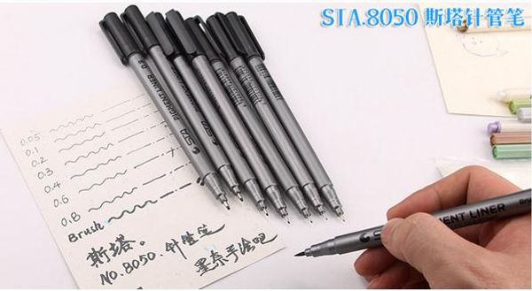 NOVA STA 8050 Canetas de desenhos de pintura à prova d'água colorfast preto linha de gancho caneta criadora de ponta macia pincel de ponta Esboço de desenho Caneta de agulha 0,05 mm-0,8 mm