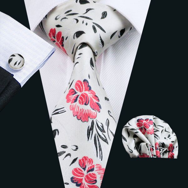 

bloom floral pattern tie set hanky cufflinks jacquard woven mens tie set business work formal meeting leisure n-0225, Black;blue