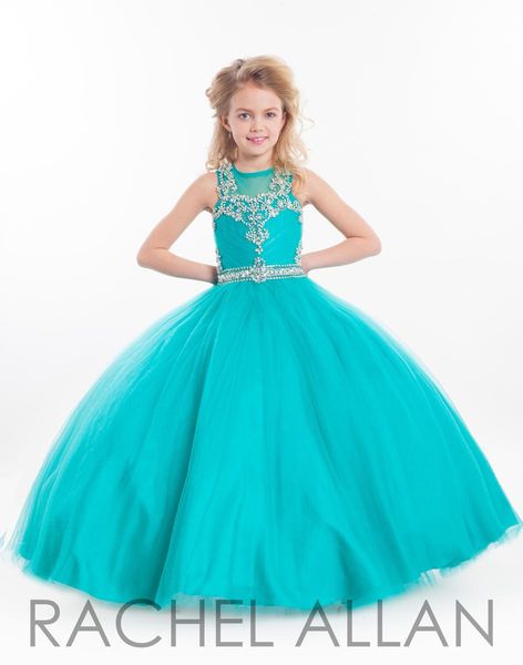 Rachel Allan Girls Girls Abiti per adolescenti Illusion Neck Crystal Beades Fushia Long Kneverh Delet Back Size 13 Party Children Girl Gowns