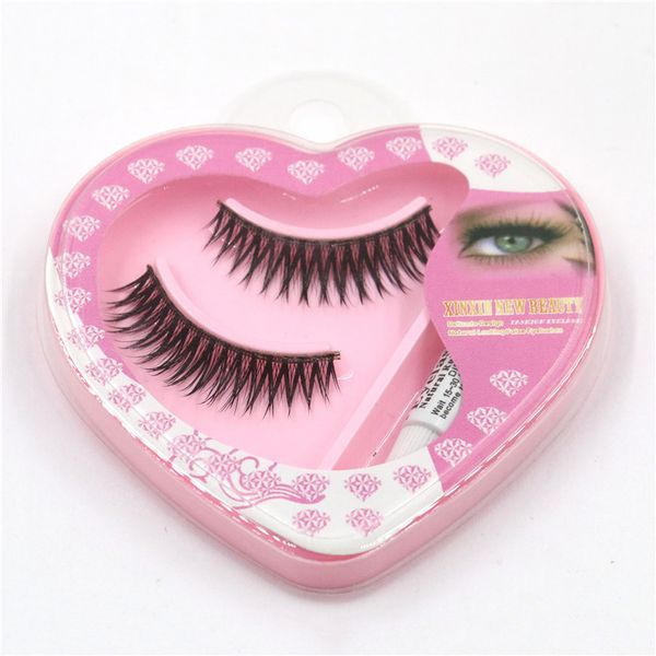 

wholesale-1 pair black cotton packaging crisscross eyelashes with glue